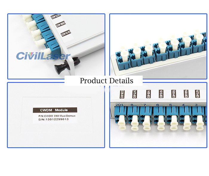  Insert Type Coarse Wavelength Division Multiplexer MUX/DEMUX 8 Channel CWDM